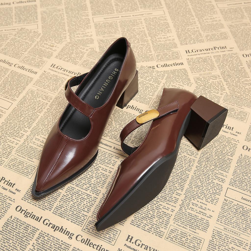 83656-3 Spring and summer popular versatile light mouth shoes retro single shoes fashion pointed temperament high heels women's shoes