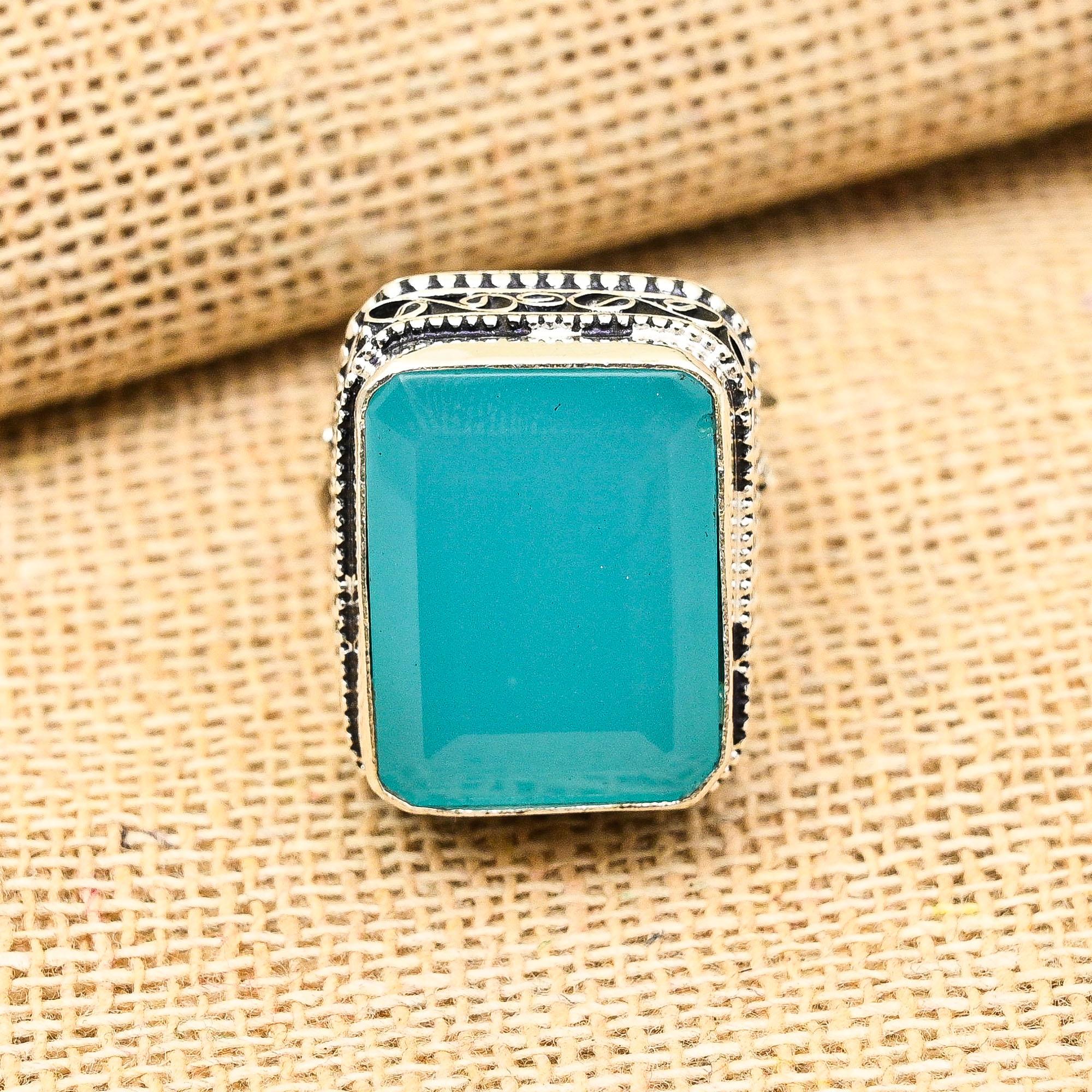 

Ювелирные изделия из стерлингового серебра 925 пробы с синим халцедоном и драгоценным камнем ручной работы на День Благодарения 12