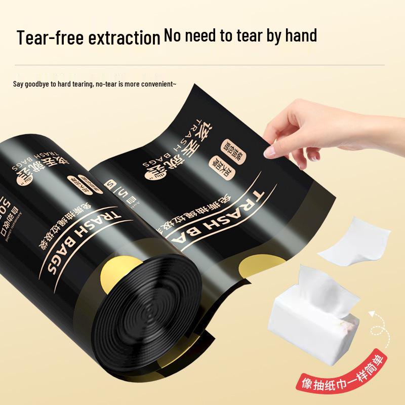 Tear-Free Extra Thick Portable Black Bathroom Garbage Bags with Drawstring