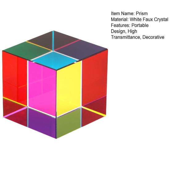 Colorful Faux Crystal Toy Cube Prism Decorative Desktop Science Light Refraction Learning Project Fun Play with