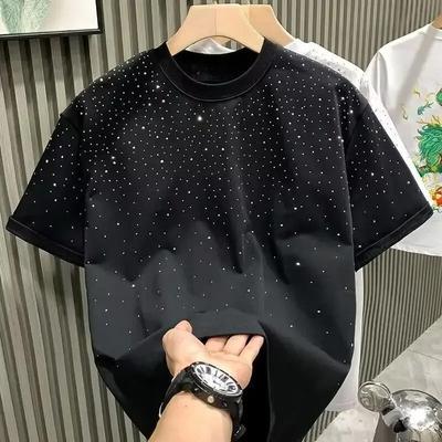 Sommer Strassnieten T-Shirt für Herren Kleidung Rundhals Casual T-Shirt Mode High Street Herren Sommer Kurzarm