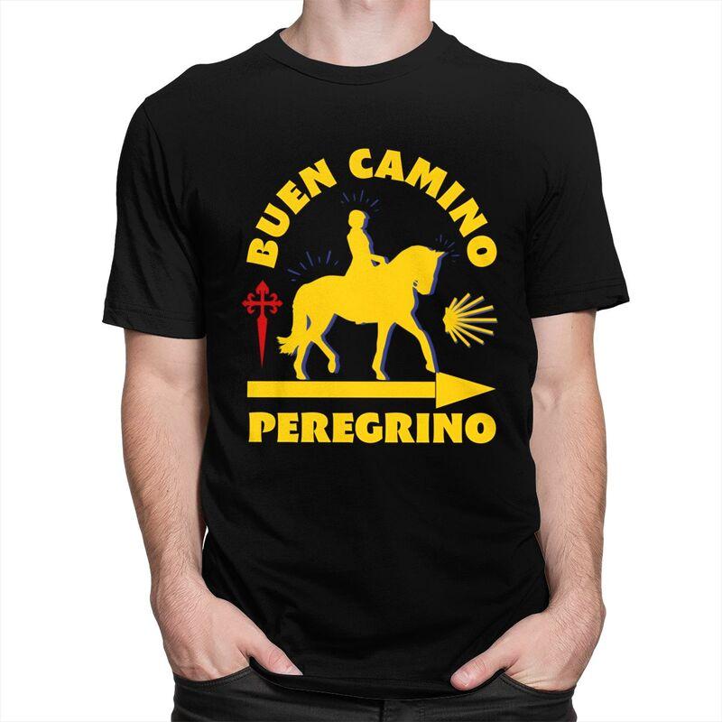 Custom Buen Camino De Santiago Tshirt for Men Short Sleeves T Shirt Fashion Tshirt Slim Fit 100 Cotton Tees Gift Idea