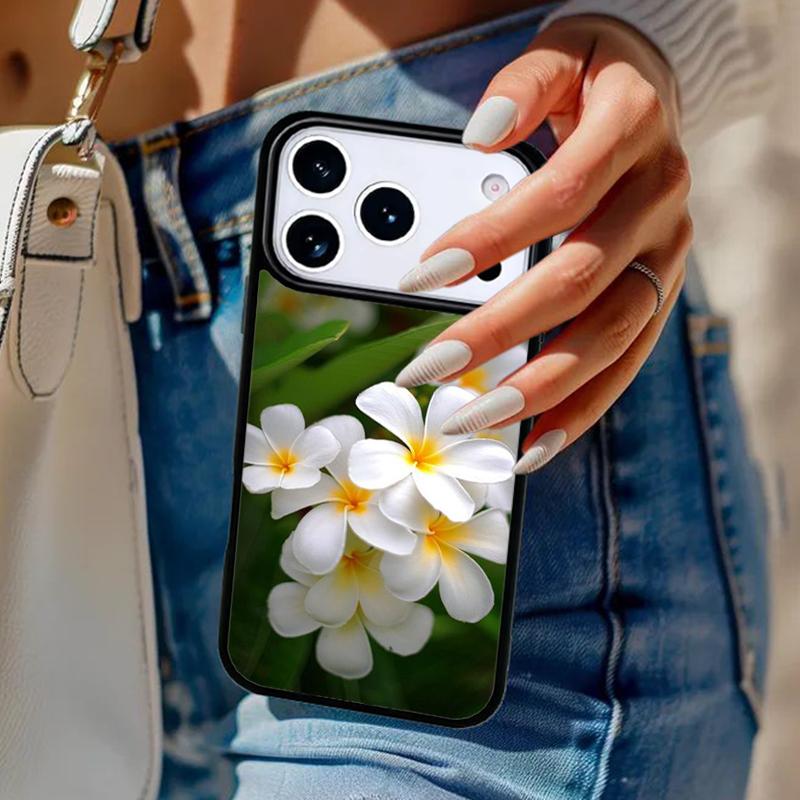 Frangipani Tropical Flowers Phone Case For iPhone 17 Air 14 15 13 12 Max Cover For Apple 14 15 16 16e 11 Pro Max Plus Coque