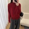 Feen-Stil Offener Halbrollkragen Pullover Damen Herbst/Winter Weicher Stil Strickmantel mit Lockerem und Dünnem Design, Geeignet zum Lagenlook.