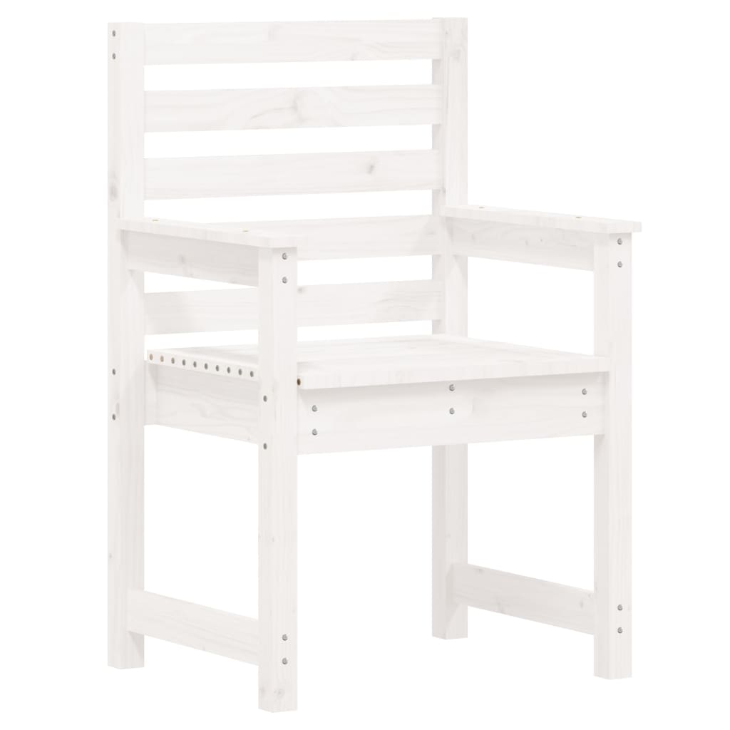 7 Piece White Garden Dining Set Solid Pine Wood
