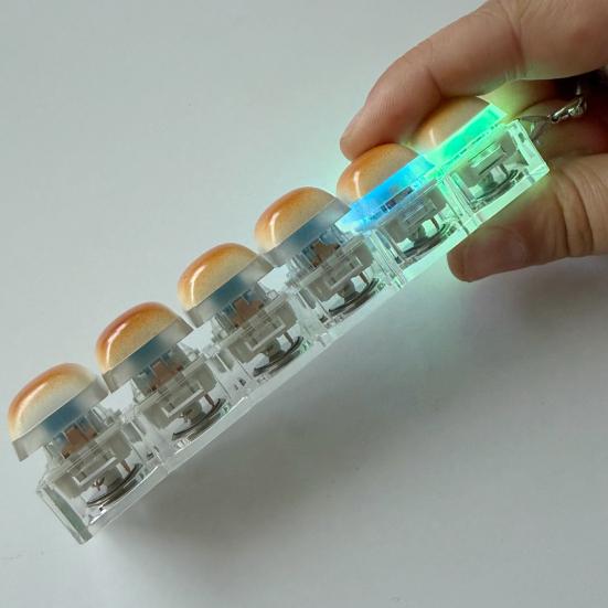 Caramel Bread Fidget Keyboard Toy Stress Relief 1/2/3/4/5/6/9-Keys Keyboard Finger Clicker Keychain Office School Decompression Button Sensory Toy