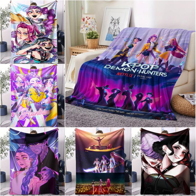 K-Pop-Dämonenjäger Decke Heißer Anime Flanell Überwurfdecke Winter Warme Decke für Wohnzimmer Sofa Bettbezug Fan Geschenk Decke