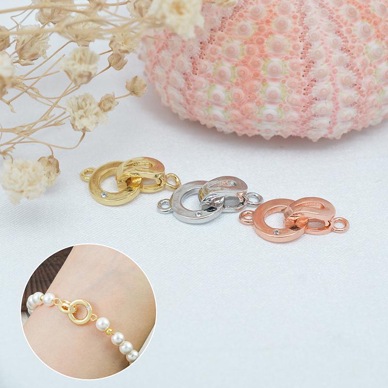 18K Gold Plated Brass Zircon Pearl Clasps Fastener For DIY Bracelet Necklace