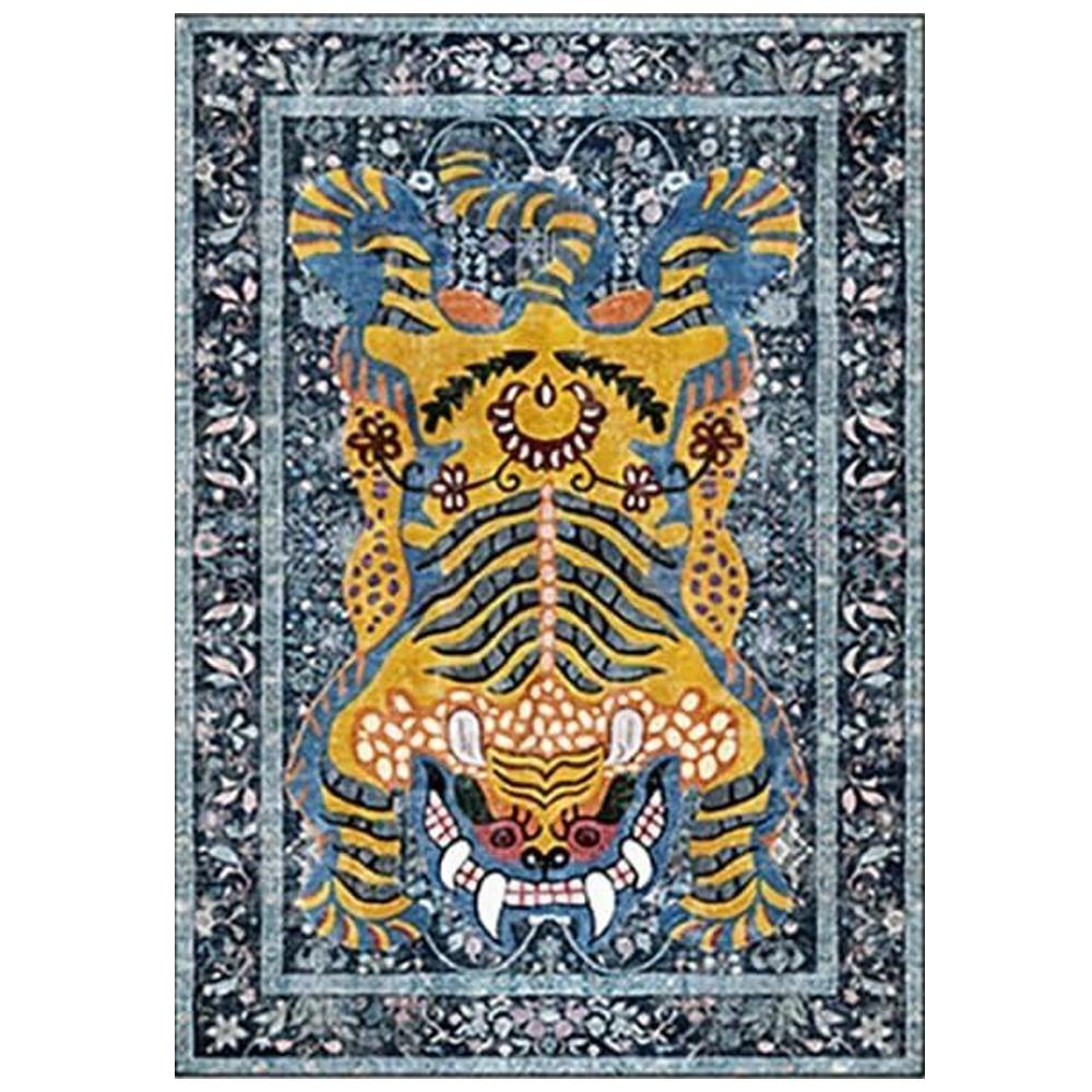 Retro Nordic Style Living Room Carpet Large Area Leopard Print Bedroom Rugs Machine Washable Foldable Non-slip Coffee Table Mats