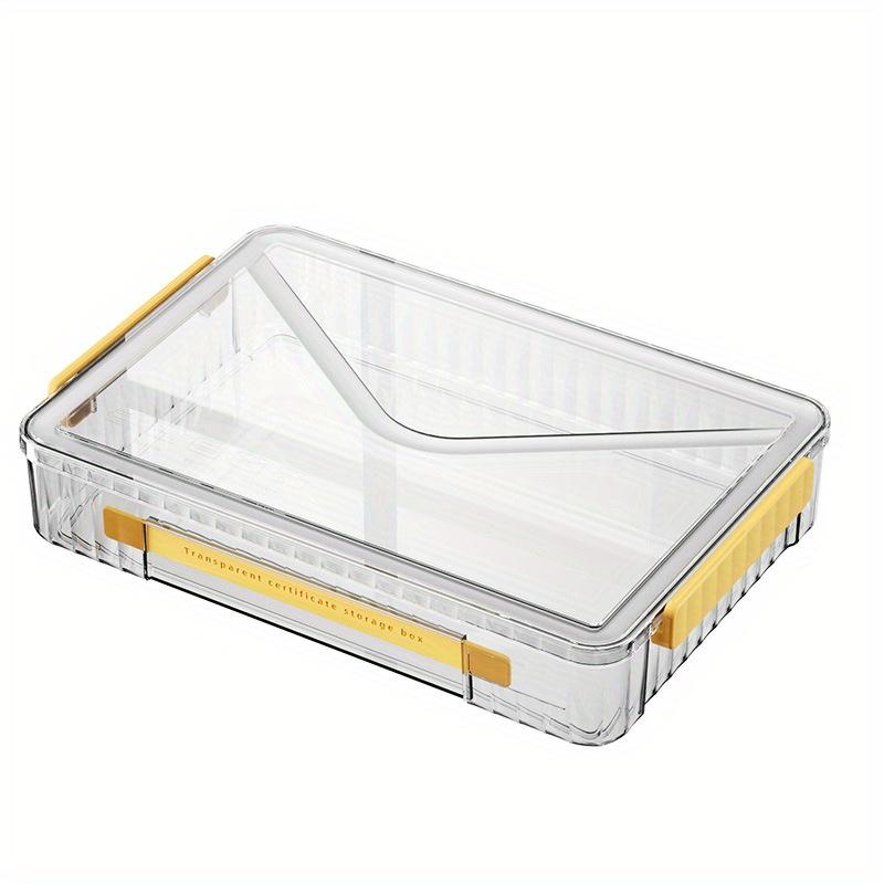 1pc Certificate Plastic storage box with lid and handle,Multiple colors Portable transparent moisture-proof document&Exam Paper storage container.