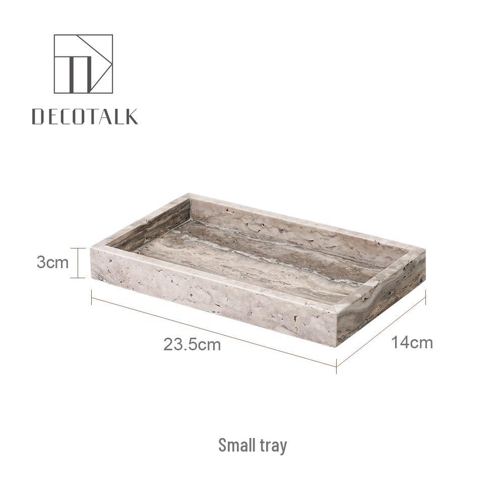 Set da Bagno Travertino Grigio Argento Wabi-Sabi: Vassoio e Decorazione per Lavabo.