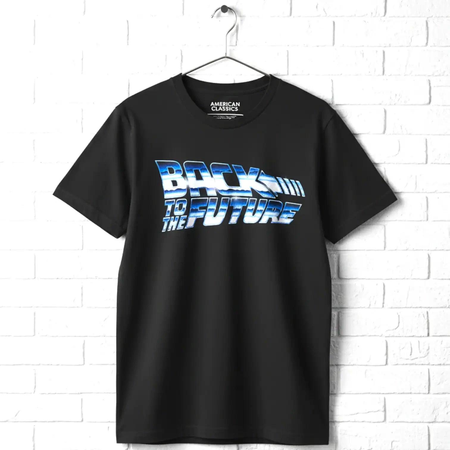 Back to The Future Chrome Logo Men s T Shirt XL