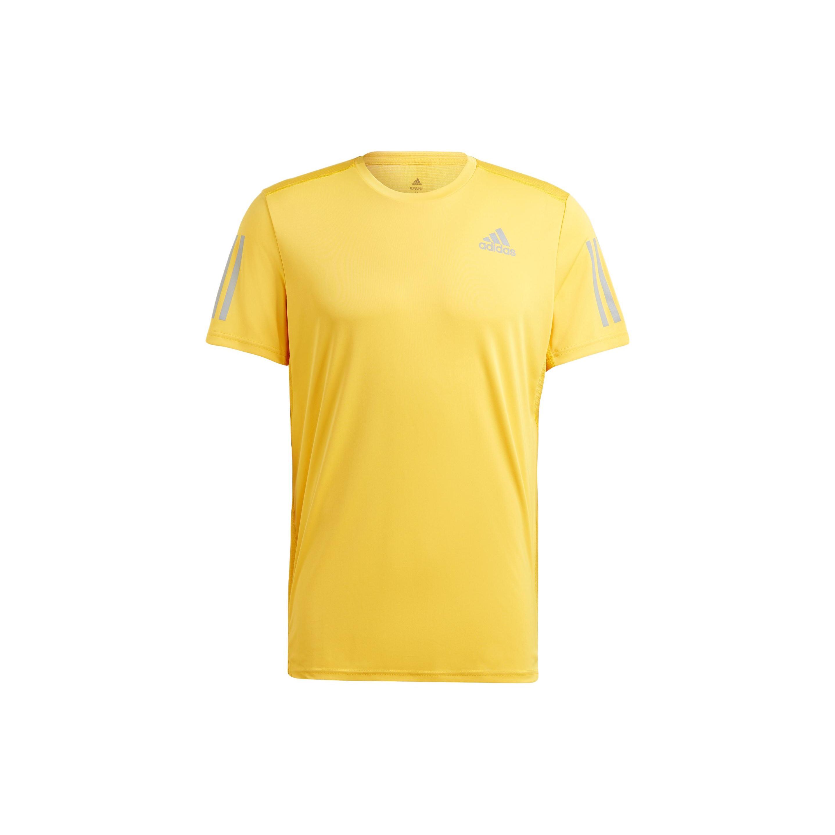 

Adidas Own The Run Tee Three Stripe Logo Print Quick-Dry Running Short Sleeve T-Shirt Men Tops Sun-Yellow IC7627 XXL
