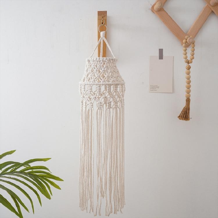 Bohemian Macrames Tapestry Light Shade Cotton Rope Tassels Handwoven Hanging Pendant Lamp Cover Lampshade for Home Decor