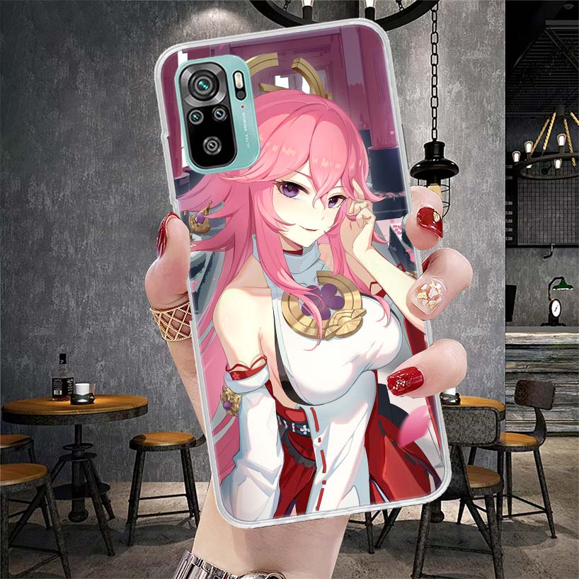 Yae Miko Genshin Impact Phone Case For Xiaomi Redmi Note 13 14 15 Pro Plus 12S 12 14S 11S 11E 10 10S 11 11T 5G 4G Cover Coque Re