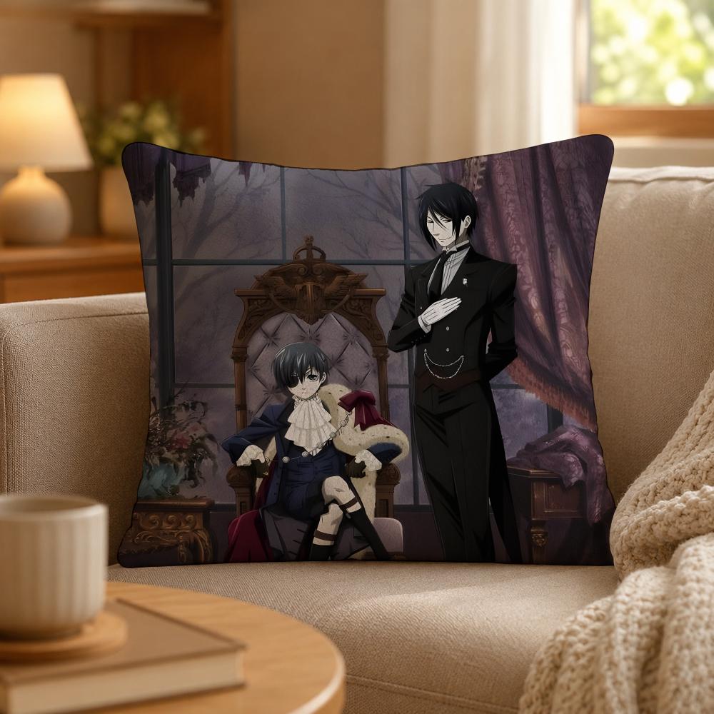 Anime Black Butler Gothic Art Cushion Cover Personalized Short Plush Soft Bedroom Sofa Home Decor Gift