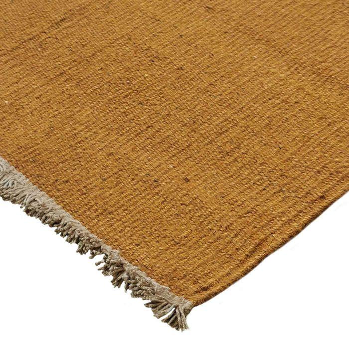 Tapis salon en jute coton avec franges ocre 160x230