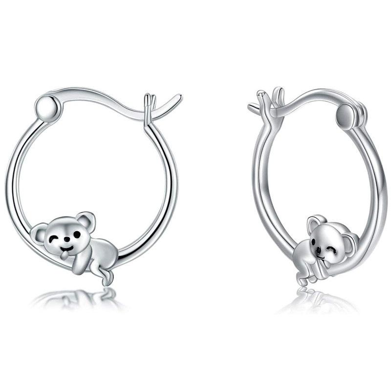 Koala Design Huggie Hoop Earrings for Women Cute Animal Jewelry