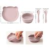4Pcs Children's Tableware Set Baby Feeding Food Training Silicone Tableware Baby Sucker Dishes Plate Bowl Spoon Baby Stuff