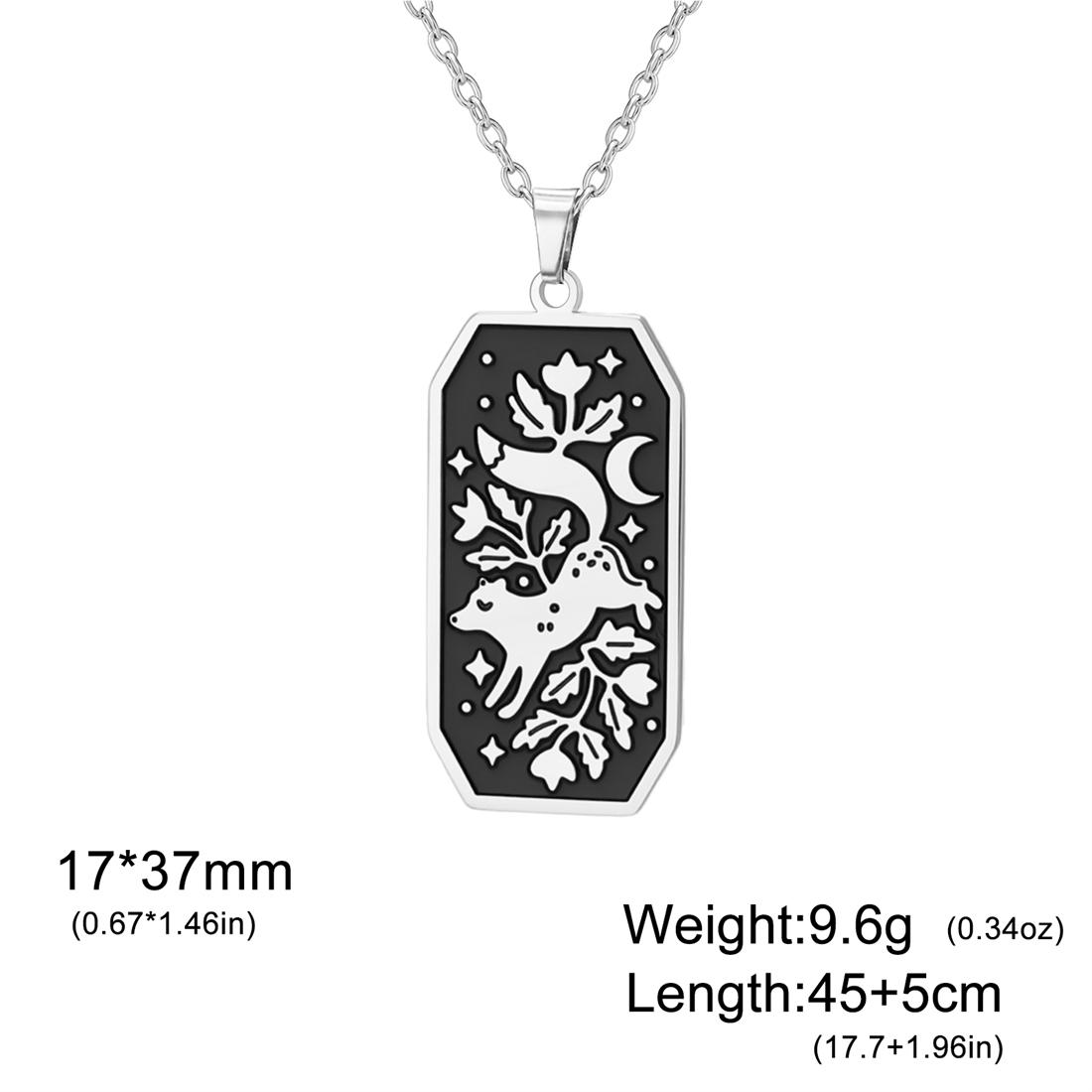 

Aesthetic Floral Fox Necklace Stainless Steel Fashion Charm Fox Pattern Necklace for Women Birthday Party Jewelry Gift