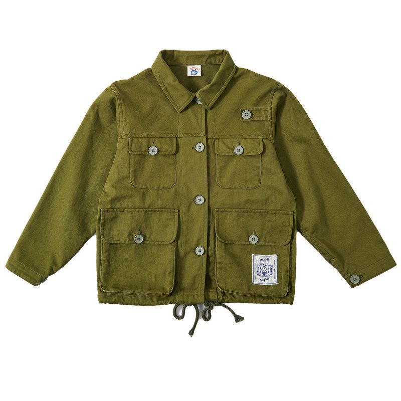 Children s Loose Western Style Cotton Parent-Child Jacket Army Green 105