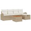 Garden Sofa Set with Cushions and Storage 6 Pieces Beige Poly Rattan
