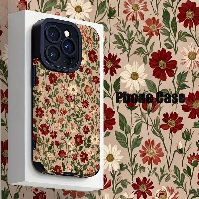 Retro Floral Pattern Design Phone Case Suitable for iPhone 14 13 12 11 7 8 Pro/ Max /Plus X XS XR Anti-fall and Shockproof