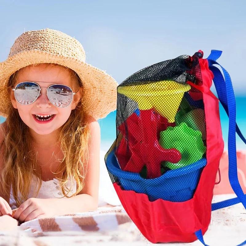 

Портативные сетчатые сумки для хранения детских вещей: Органайзер для игрушек для пляжного песка, водные виды спорта, одежда и полотенца - детские дорожные рюкзаки красный