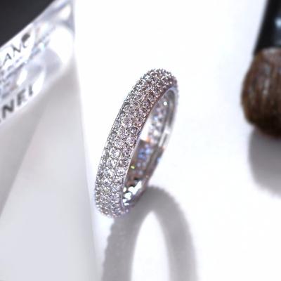 European and American Micro Inlaid Diamond Zircon Circle Ring Female Fashion Temperament Elegant Ring