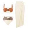2025 Gold-Plated Color Block High Waist Bikini for Women