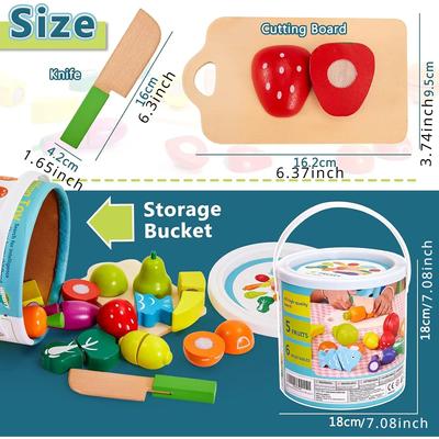 Drevené hračky jedlo pre detskú kuchyňu Krájanie ovocia Hračky pre batoľatá Predstieraná zelenina Darček pre chlapcov a dievčatá Vzdelávacie hračky