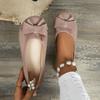 Women's Flat Ballet Shoes Slip On Round Toe Bow Accent Soft Fabric Upper Flexible Sole Comfortable Fit Casual Footwear