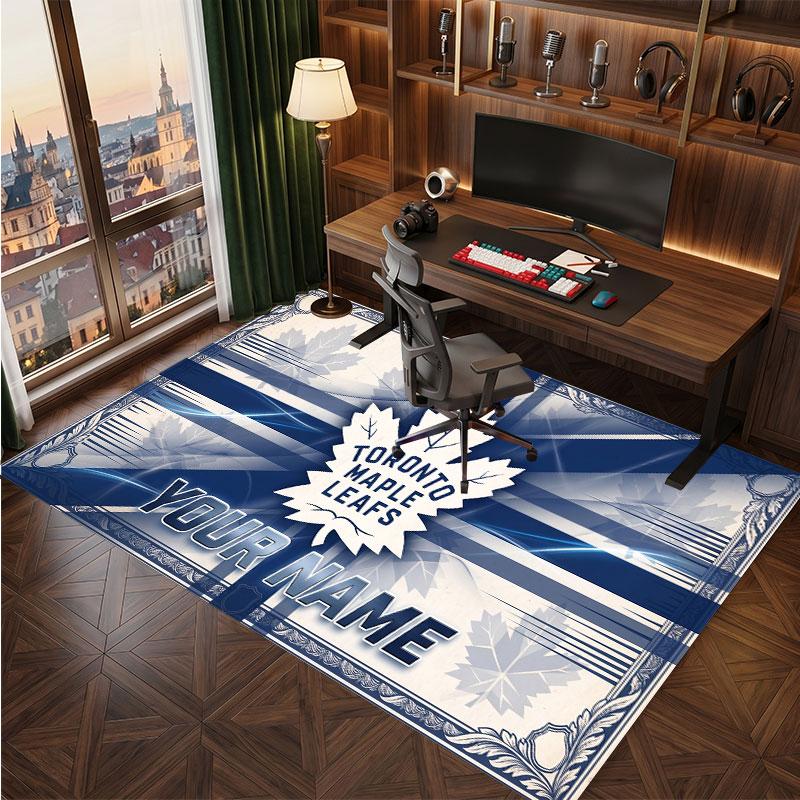Tappeto in Cristallo Vellutato Personalizzato Toronto Maple Leafs, Tappeto Morbido Antiscivolo con Testo Nome Personalizzato per Soggiorno Camera da Letto