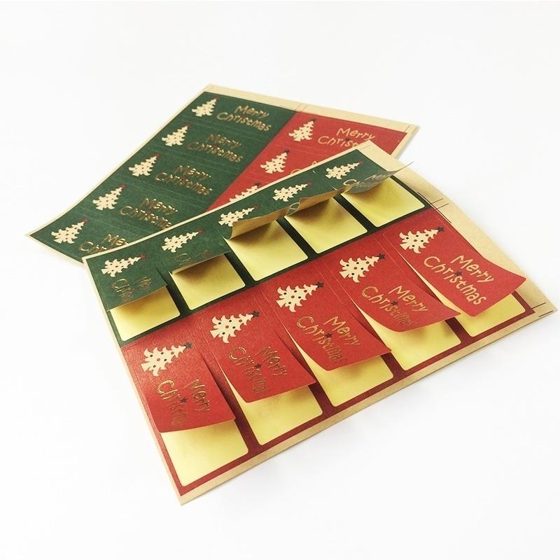 100 Adet/lot Mutlu Noeller Paket Mühür Etiketi Noel Ağacı Hediye Etiketi Etiketi Scrapbooking Noel Partisi Süslemesi İçin