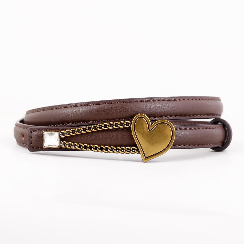 Womens Leather Belt With Heart Chain For Casual And Office Wear