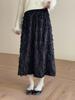 Ge Ming French Retro Velvet Jacquard Mid-Length A-Line Winter Skirt N894C