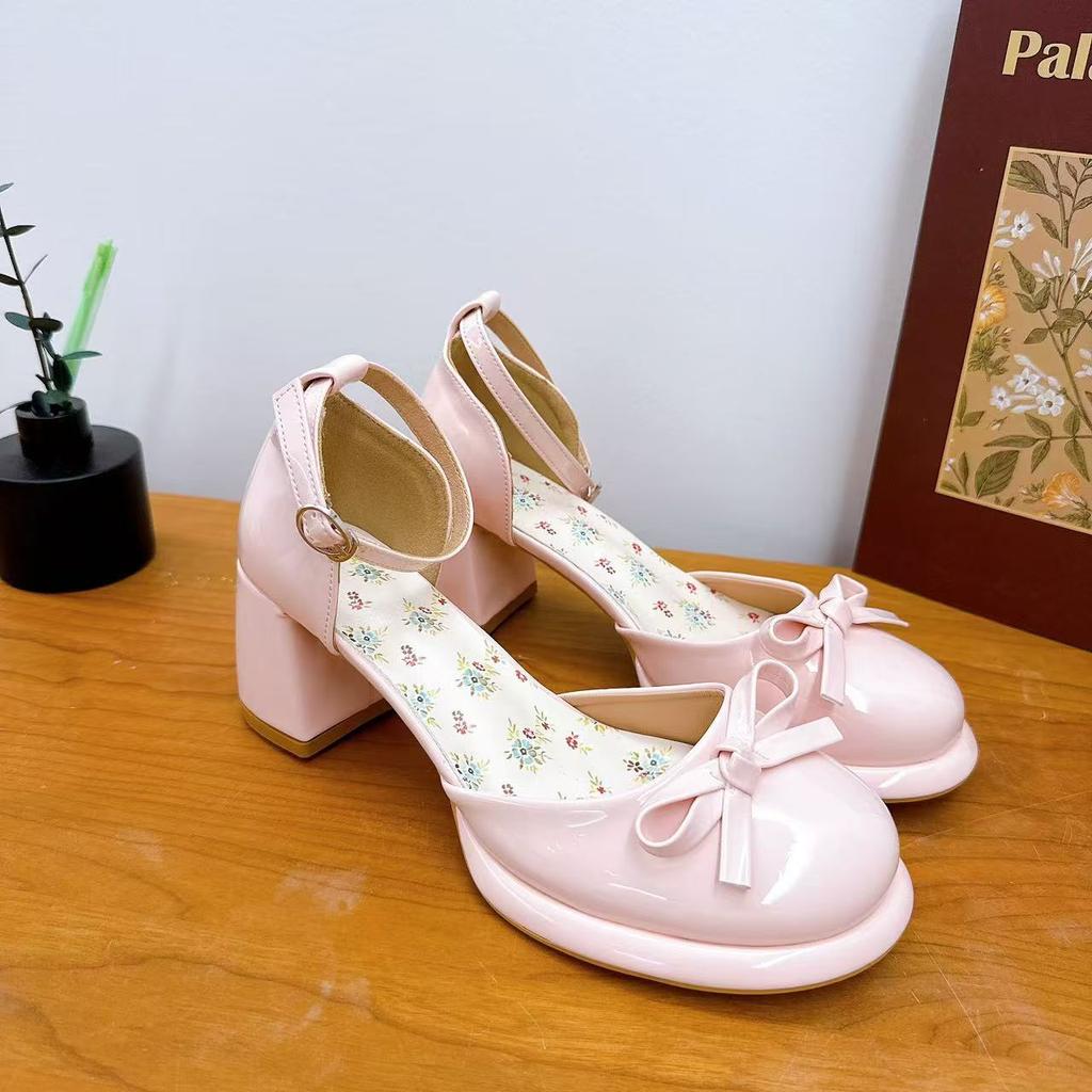 French Versatile Bag Head Thick Heel High Heels Women's New Summer Fashion Outer Wear Single Shoes Heightening Fairy Mary Jane Shoes