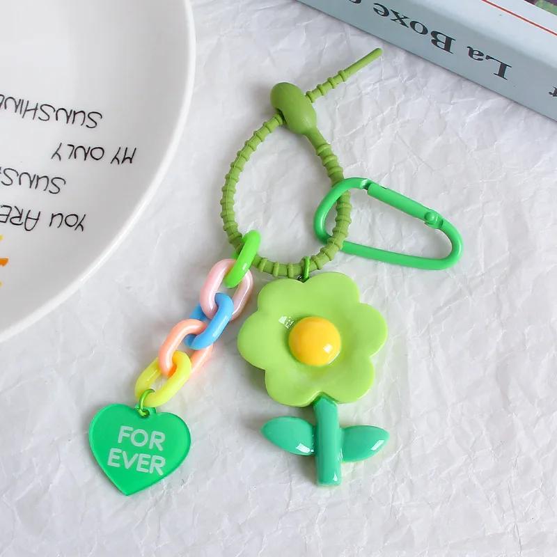

Красивые Мультяшные Брелоки с Цветком Красочные Акриловые Цепочки Пулер для Молнии Женской Сумки Студенческие Забавные Брелоки зелёный