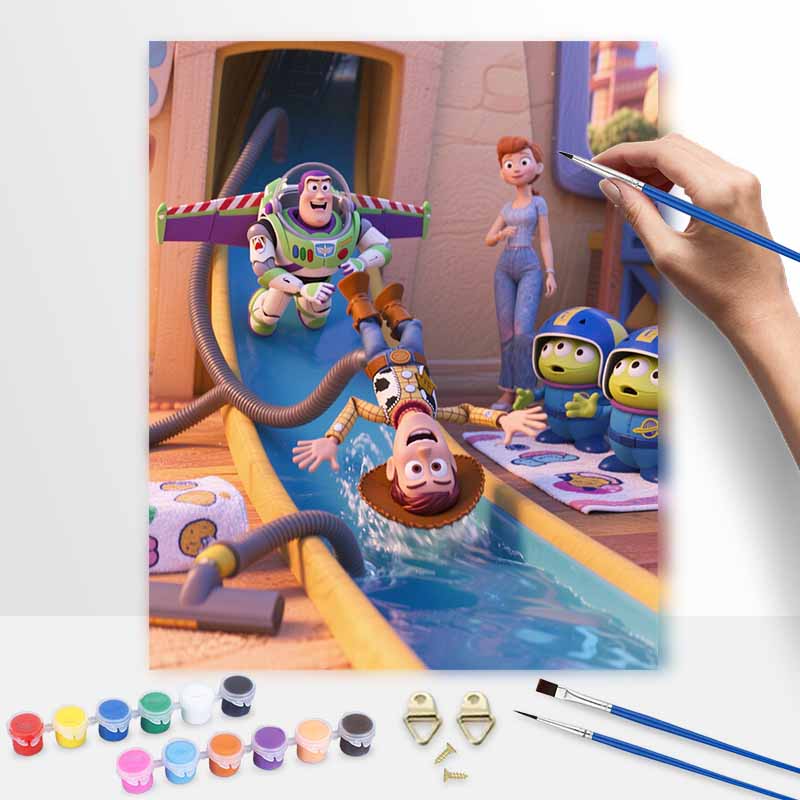 Disney Digital Oil Painting Art Kit Toy Adventure Buzz and Woody Handmade Coloring Painting Home Decor