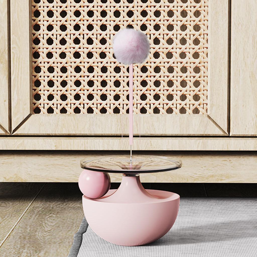 Katzen-Selbstspiel-Reizangel Langeweile-Linderung Interaktiver Katzen-Reizangel-Stab mit Ballspielzeug für drinnen Rosa