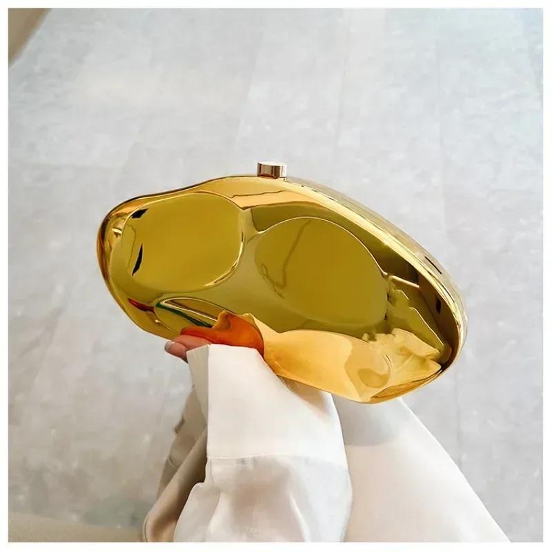 Акриловая сумочка-клатч в форме ракушки Золотая Серебряная Синяя Женская Вечерняя Милая Металлическая Блестящая Сумочка Клатч