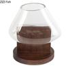 Creative Transparent Glass Vase Solid Wood Base Plant Pots Table Decoration Flower Arrangement Floral Vases Room Aesthetic Decor