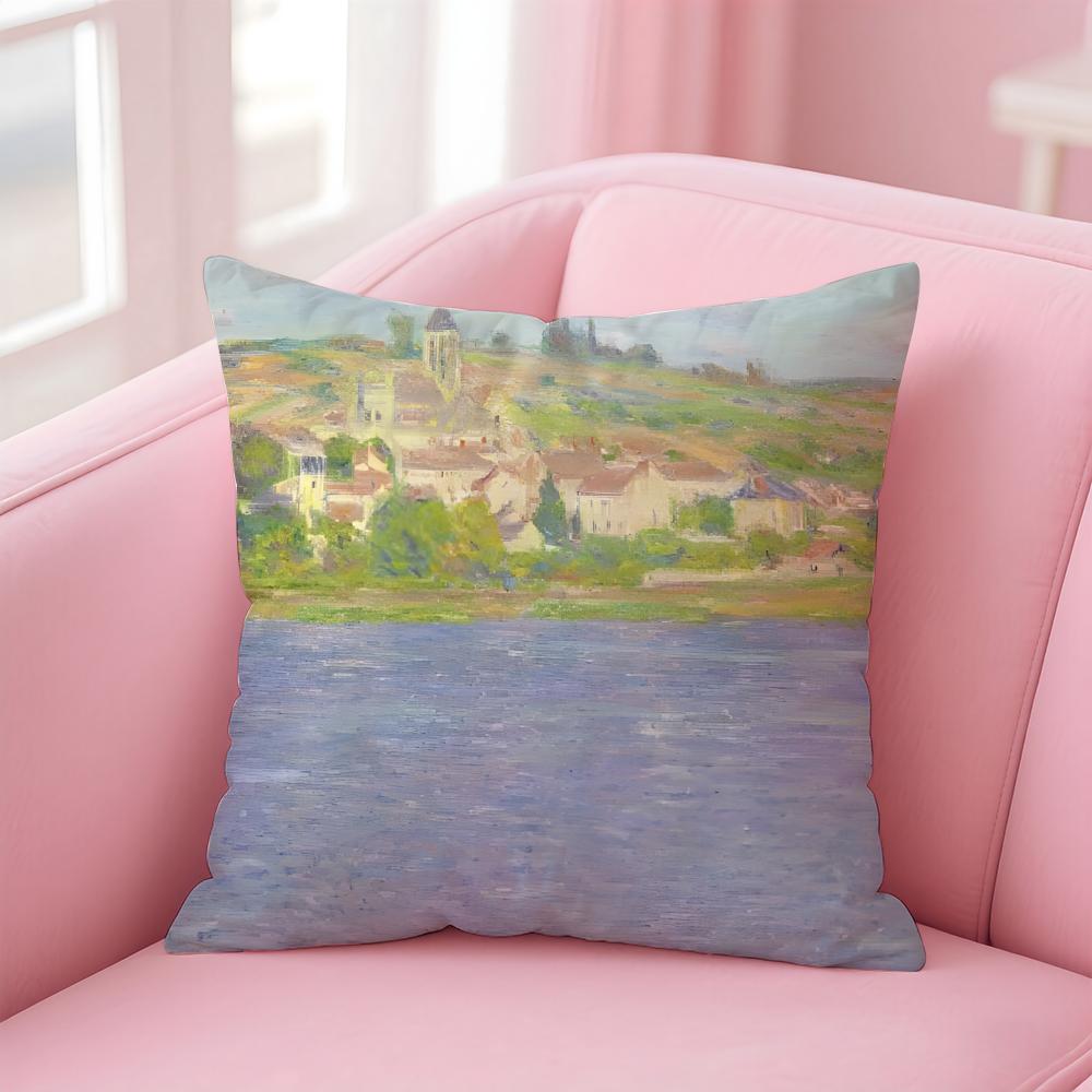 OscarClaude Monet Kissenbezug Leinen Kissenbezug Weiche Dekoration für Sofa Wohnzimmer