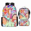 Anime Rucksack Set One Piece Naruto Schultasche für Jungen Schüler Laptop Rucksack Umhängetasche Federmäppchen 3-teilig Große Kapazität Wasserdicht