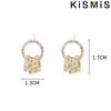 KISMIS 1Pair Fashion Elegant Women Crystal Hoop Earrings Micro Insert Rhinestones Geometric Hollow Circle Stud Earrings
