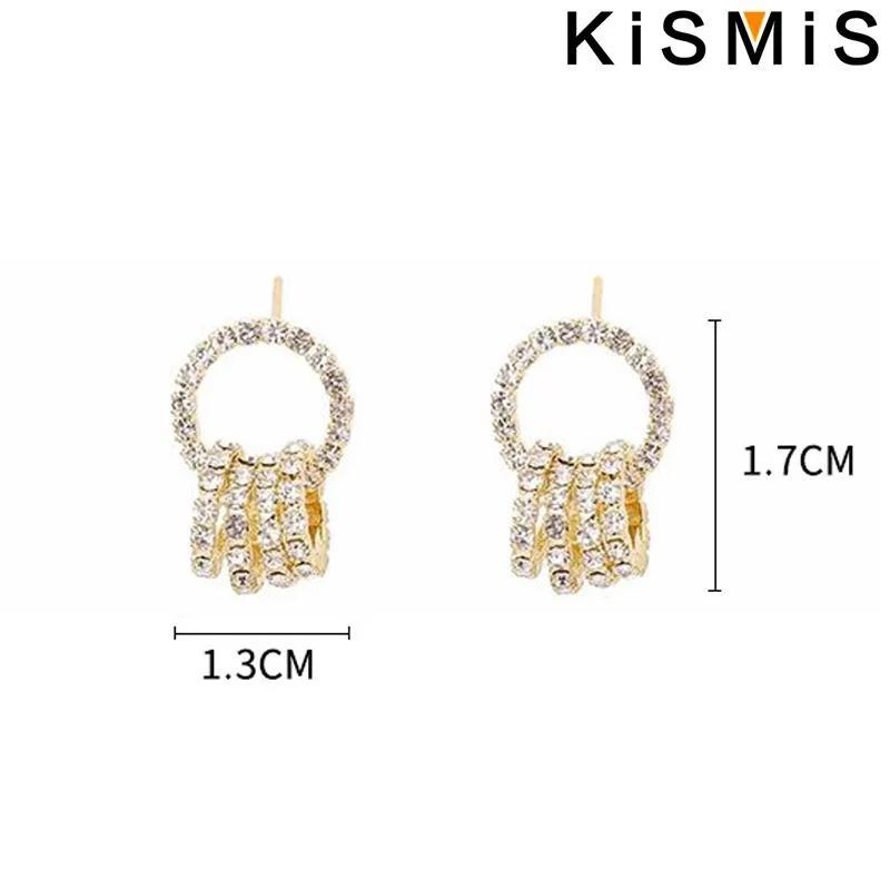 KISMIS 1Pair Fashion Elegant Women Crystal Hoop Earrings Micro Insert Rhinestones Geometric Hollow Circle Stud Earrings