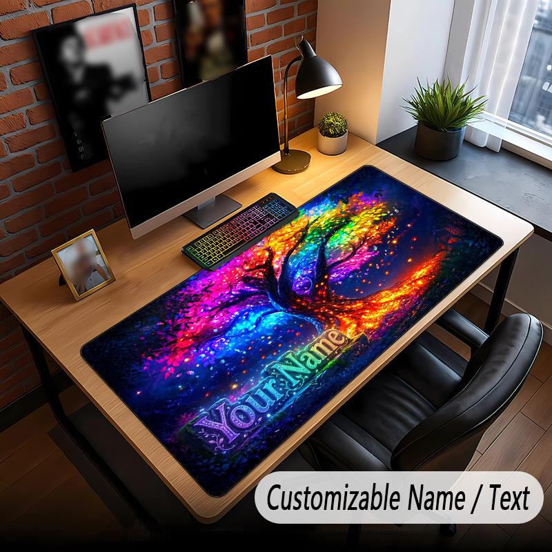Tree of Life Theme Custom Mouse Pad Personalized With Name Text Customized Desk Mat For Office Home Decor