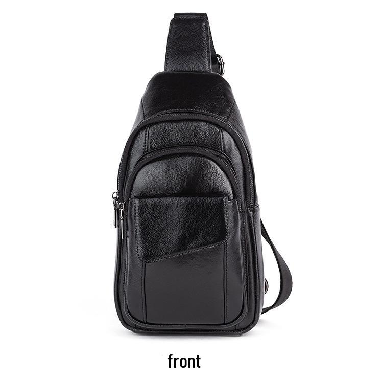 Men's Genuine Leather Chest Bag - Top Layer Cowhide, Crossbody, Fashionable, Retro, Versatile, High-End Style