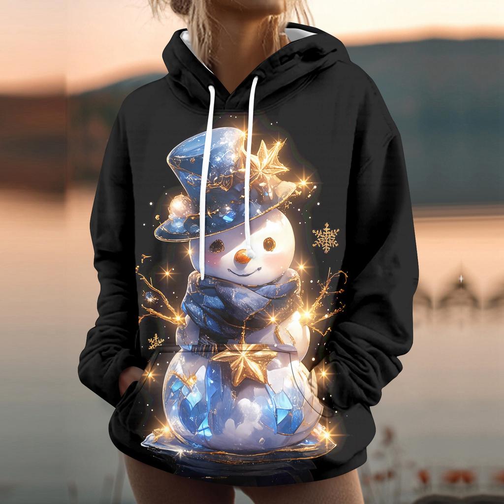 Women's Fashion Sweatshirt Printed Casual Hooded Sweatshirt With Pockets