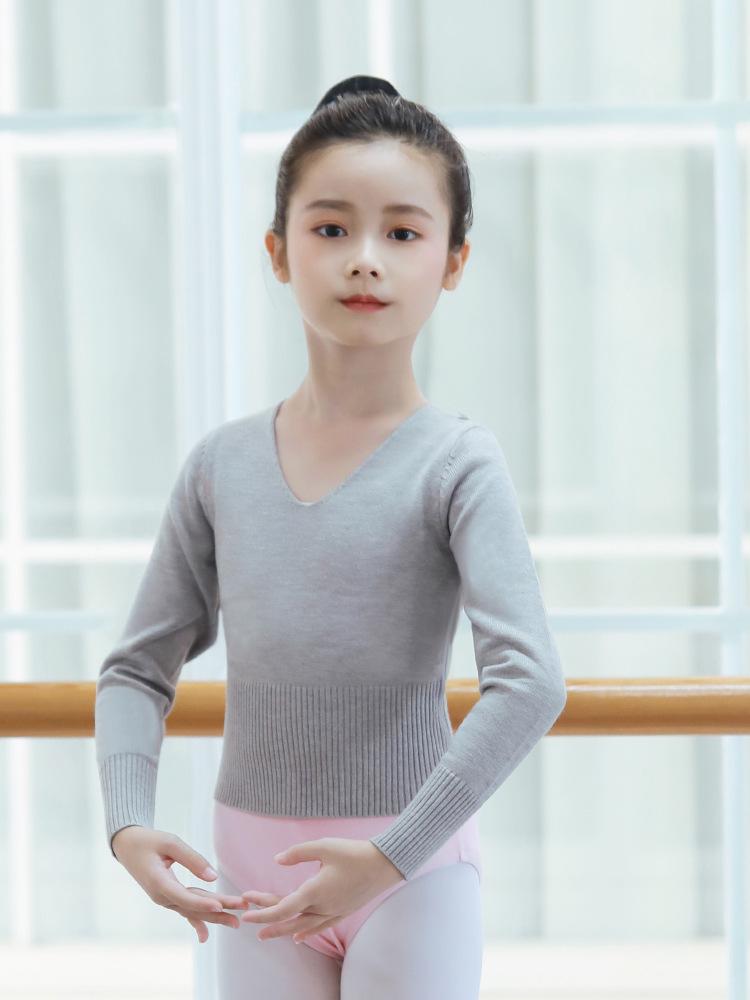 Children's Long Sleeve V-Neck Dance Sweater - Autumn/Winter Ballet Outerwear Top